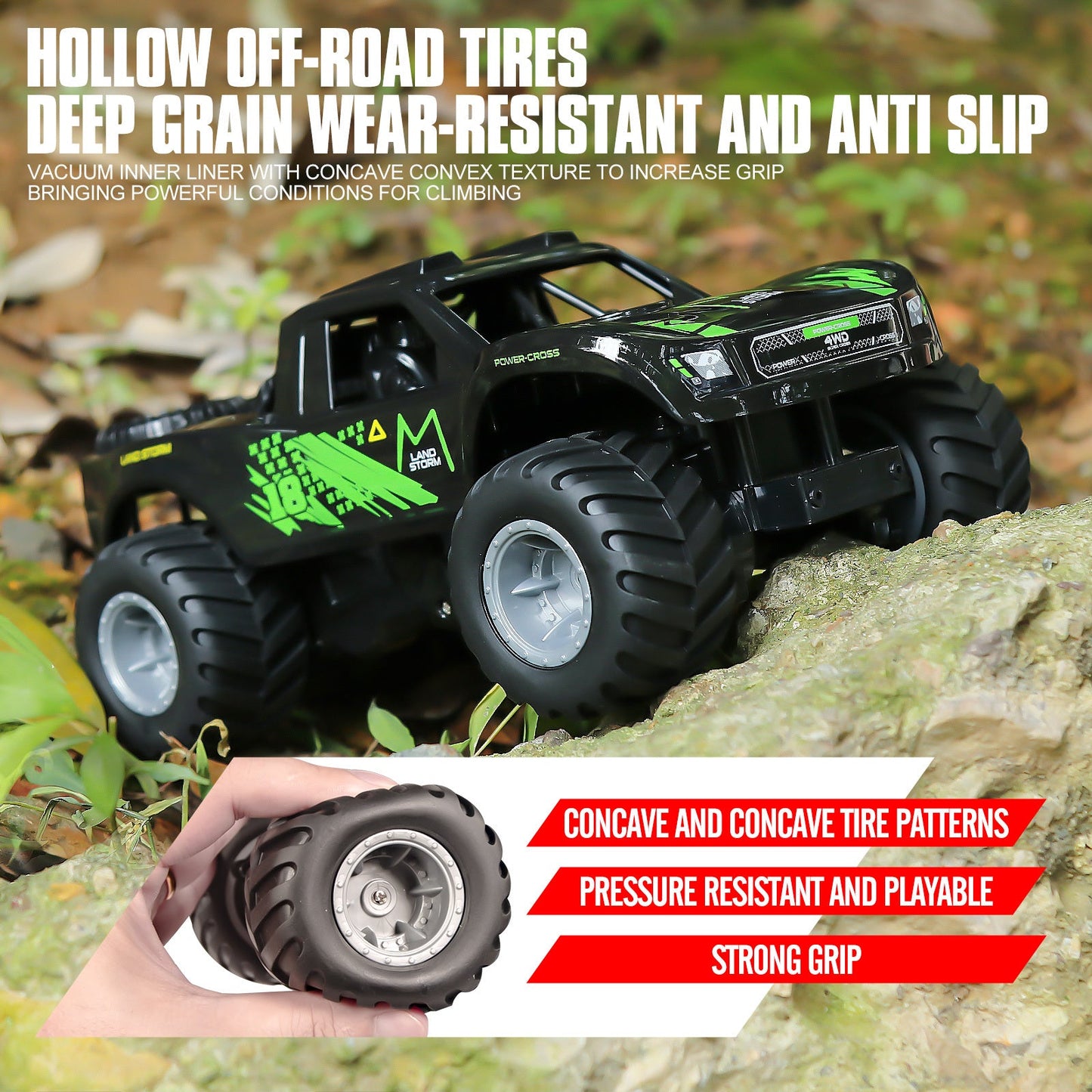 Amphibious RC Car 1:16 Scale 4WD Waterproof Land & Water Remote Control Monster Truck – 2 Rechargeable Batteries, All-Terrain RC Truck for Boys Kids Ages 4+, Birthday Christmas Gift