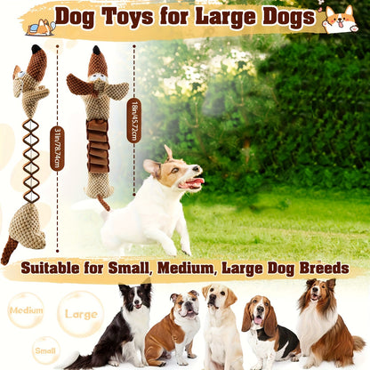 Squeaky Plush Dog Toy 15.7 Inch Stretchable to 19.7 Inch Crinkle Paper Filled Tug Chew Fetch Toy for Large Medium Small Dogs No Battery Required