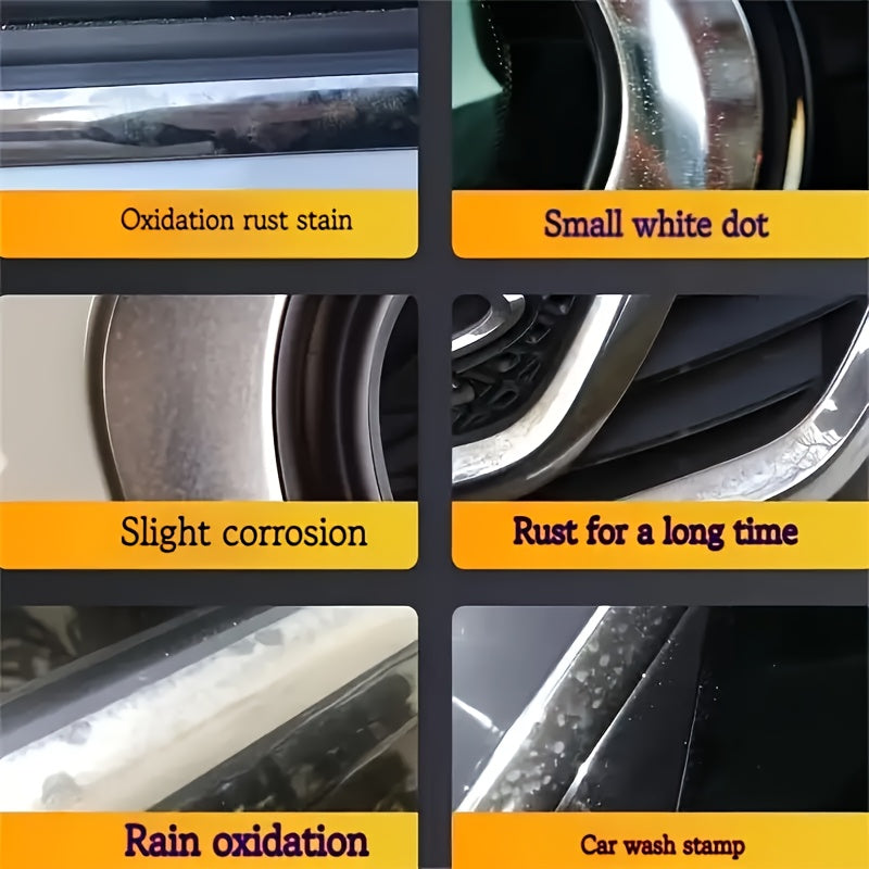 Chrome Plating Refurbishment Agent - Quick Polish & Repair for Door Handles, Window Trim, Car Badges - Removes Oxidation, Restores Shine, Universal Use, 3.38oz, Chrome Plating Refurbishment Agent, Door Handle Restoration, Sleek Bottle Design