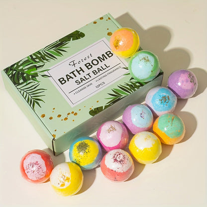 Bath Bomb Gift Set 12 Pack Extra Large - Mixed Essential Oil Bubble Bath Balls with 12 Aromatic Scents, Luxury Spa Fizzy Bath Bombs for Women Men, Birthday Christmas Valentine's Day Gift