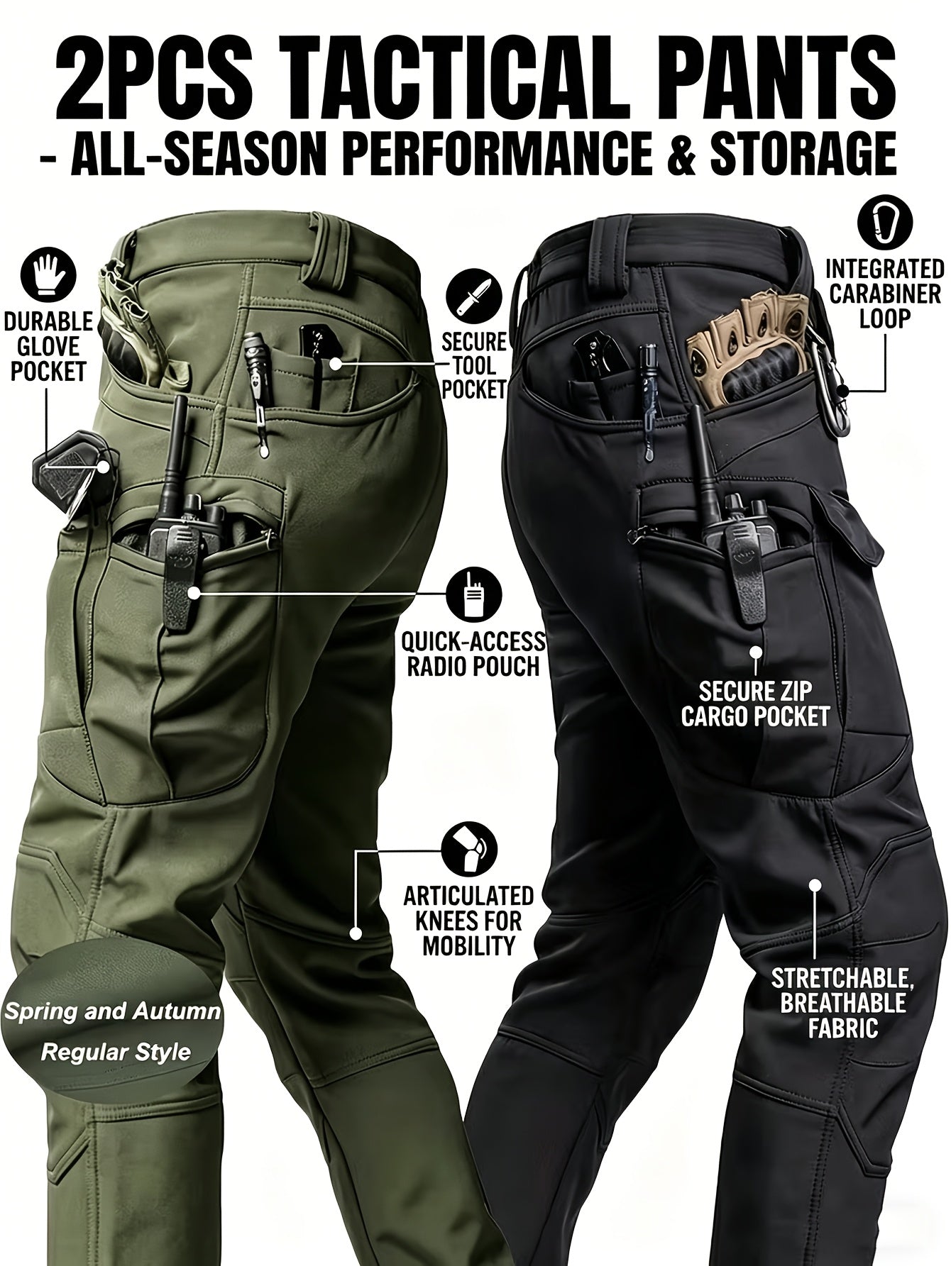 Men's Cargo Pants - Elastic Waist With Pockets Modern Style 693157