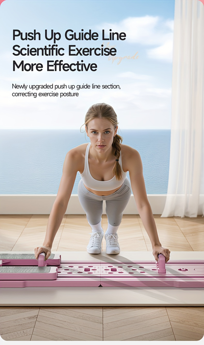 Portable Pilates Reformer Board 9-in-1 – Foldable Ab Wheel & Push-Up Workout Machine for Full Body Core Training, Muscle Toning & Home Gym Fitness