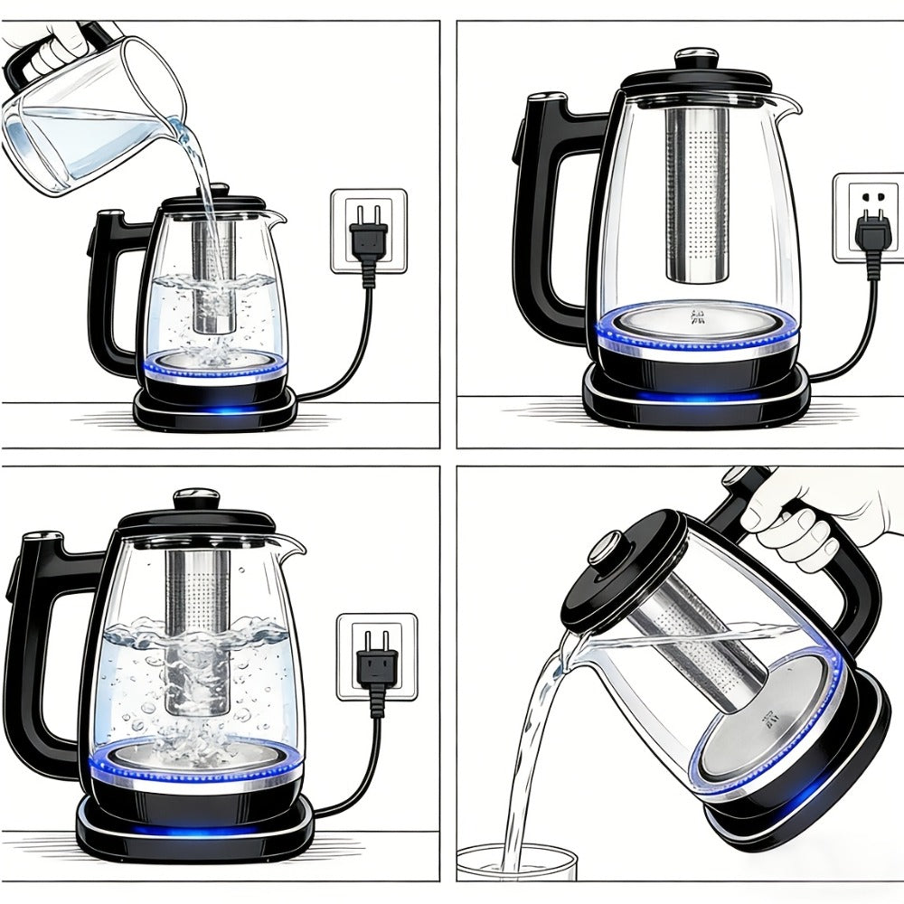Electric Kettle 1150W Fast Heating – Removable Stainless Steel Filter, Overheat Protection & Easy to Clean, Versatile Hot Water Kettle for Coffee, Tea & Drinking Water, Ideal Kitchen Gift