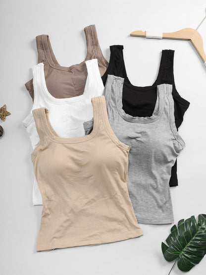 Women's Solid Color Tank Top - Classic Neck Sleeveless