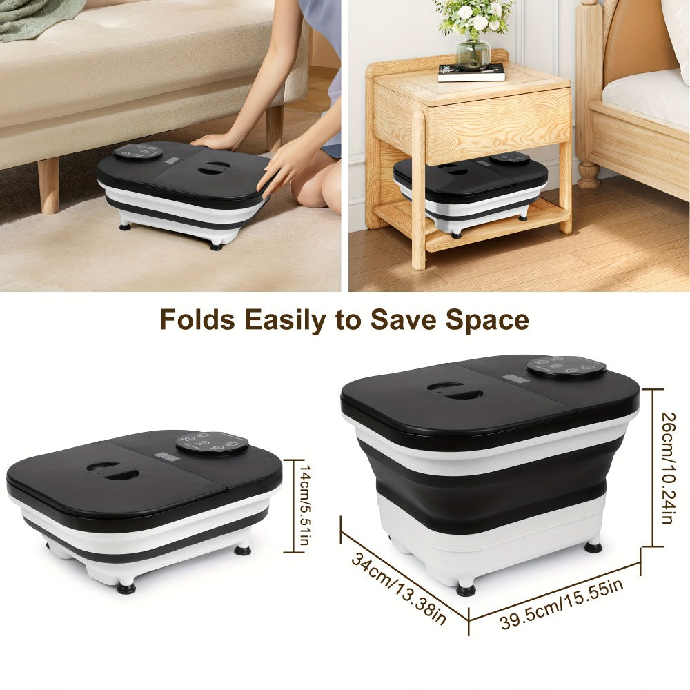 Foldable Foot Spa Bath with 20 Massage Rollers – Touchscreen Temperature Display, Remote Control & Shower Sprayer | Space-Saving Electric Foot Soak Tub for Home Relaxation, Heartfelt Gift for Women