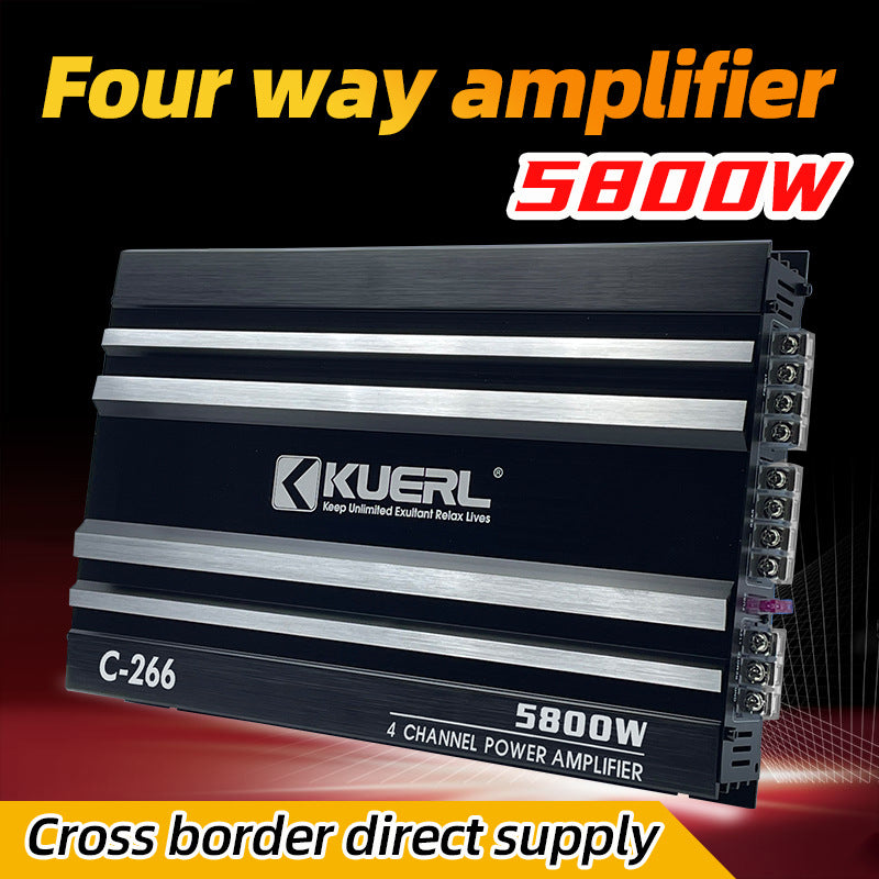 4-Channel Class D Car Stereo Amplifier - Aluminum Alloy Pure Bass Power Amp for 12V Trucks, Boats, UTVs & Motorcycles