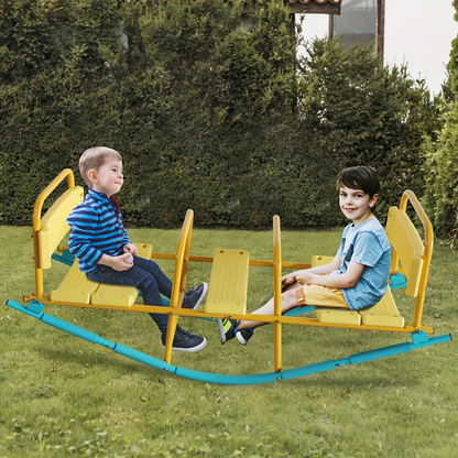 Kids Metal Teeter Totter 2-in-1 Seesaw & Rocker for Boys and Girls – 1 to 3 Person Indoor Outdoor Rocking Seesaw, Heavy-Duty Playground Equipment for Backyard, Lawn & Playroom
