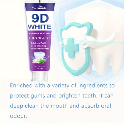 Remineralizing Toothpaste 4-Pack – 9D Purple Hypoallergenic Formula with Essential Oils, 400g Deep Cleaning Whitening Toothpaste for Sensitive Teeth, Gentle Gum Care & Fresh Breath, Daily Home & Travel Oral Hygiene