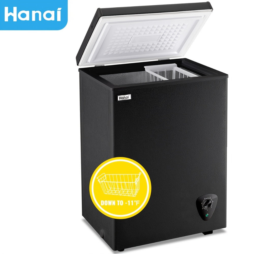 Chest Freezer, Compact Mini Deep Freezer with 7-Level Temperature Control (-11.2°F to 50°F), Low Noise R600a Compressor, Removable Basket – 3.8 Cu Ft Upright Freezer for Dorm, Apartment, Garage & Home Kitchen