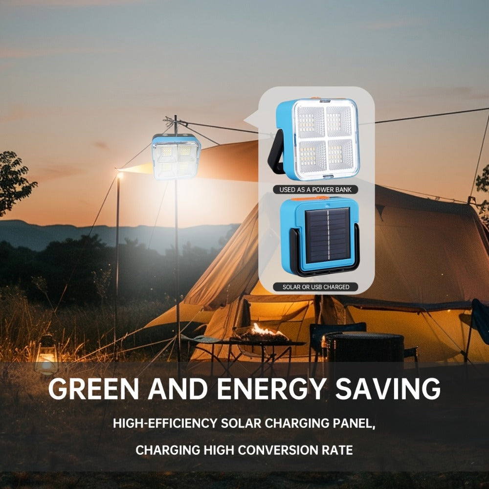 Solar Camping Lantern Ultra-Bright 4 Adjustable Modes – Solar & USB Rechargeable Multifunctional Searchlight with Bracket & Hook for Camping, Hiking, Emergency & Outdoor Use