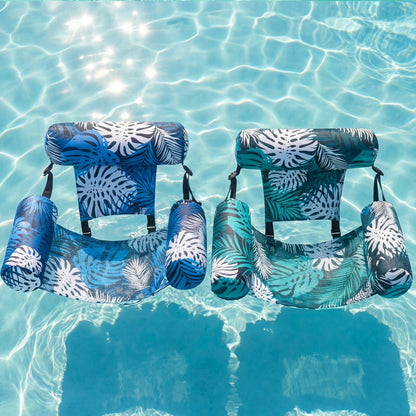 Inflatable Pool Float Chair for Adults – Leaf Design Floating Lounger with Mesh Sling Seat & Soft Fabric Cover, 1 or 2 Pack, Pool Beach Lake Summer Water Toy