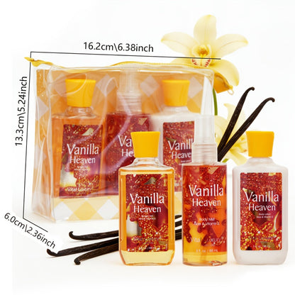 Vanilla Bath & Body Care Gift Set for Women – Shower Gel 3oz + Body Lotion 3oz + Body Mist 3oz | Moisturizing, Refreshing & Deodorizing Spa Gift for Mom, Wife, Sister or Girlfriend