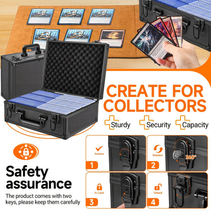 Trading Card Storage Box Topload Case - Fits 3x4 35PT Rigid Holders, 18 Colorful Dividers, 6 Foam Stoppers, Holds 600+ Cards, Sports Card Organizer