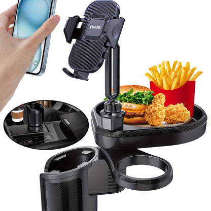 Automotive Cup Holders Expander for Car, 3 in 1 Expandable Car Food Table Tray for Eating - Road Trip Essentials, Car Organizer, Car Travel Additions, Golf Cart Additions Cup Holder Phone Mount