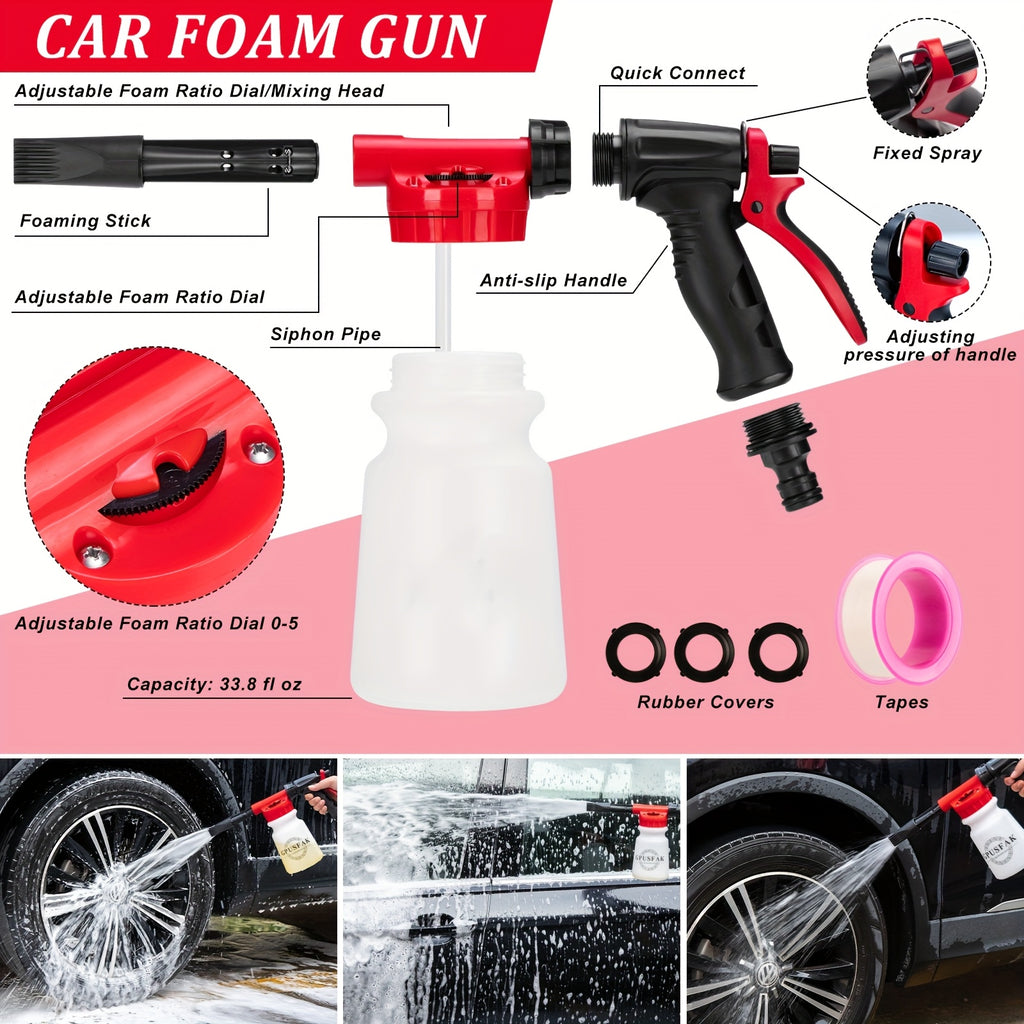 FCLUSLL 26/42pcs Car Washing Cleaning Kit, with Foam Spray Gun, Detail Brush, Portable Vacuum Cleaner, Windshield Cleaning Tools, Tire Brush, Towel, Car Interior And Exterior Details Set, Cleaning Set, Holiday Gifts for Family And Friends