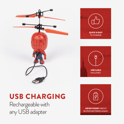 Marvel Spider-Man Flying Figure IR Helicopter Toy 3.5 Inch – Remote Control Infrared Superhero Copter for Kids Boys | Indoor Flying Toy | Best Birthday Christmas Gift Ages 5+