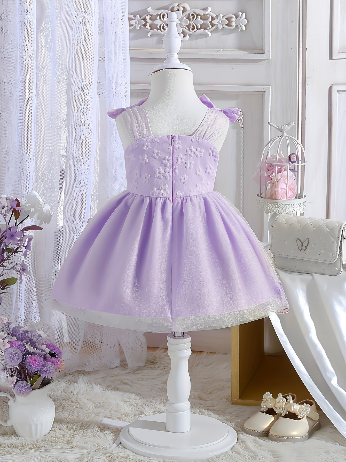 Girls' Bow Detail Dress - Summer