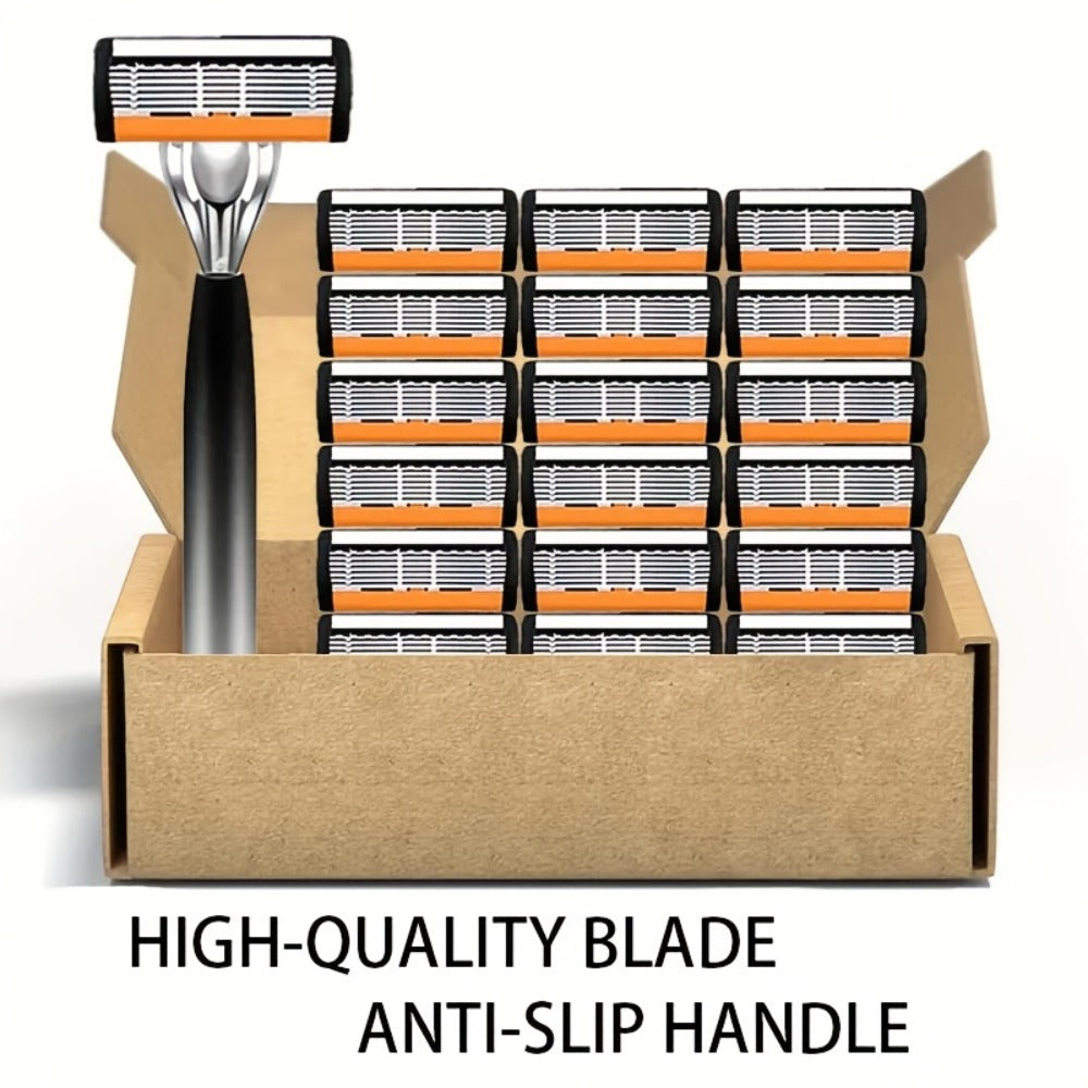 Safety Razor Set for Men 2 Anti-Slip Handles & 24 Ultra-Sharp Replaceable Stainless Steel Blades – Smooth Painless Close Shave, Luxury Wet Shaving Kit, Grooming Gift for Men