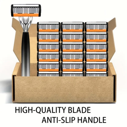 Safety Razor Set for Men 2 Anti-Slip Handles & 24 Ultra-Sharp Replaceable Stainless Steel Blades – Smooth Painless Close Shave, Luxury Wet Shaving Kit, Grooming Gift for Men