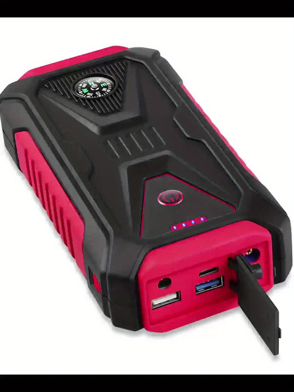 12V Portable Battery Starter | 5000A Peak Jump Starter for 2.64gal Gasoline and 2.11gal Diesel Engines, LED Flashlight, SOS Warning Lights, Emergency Power Supply with Safety Hammer and Compass, USB Dual Use, Rechargeable Lithium Polymer Battery, For RV