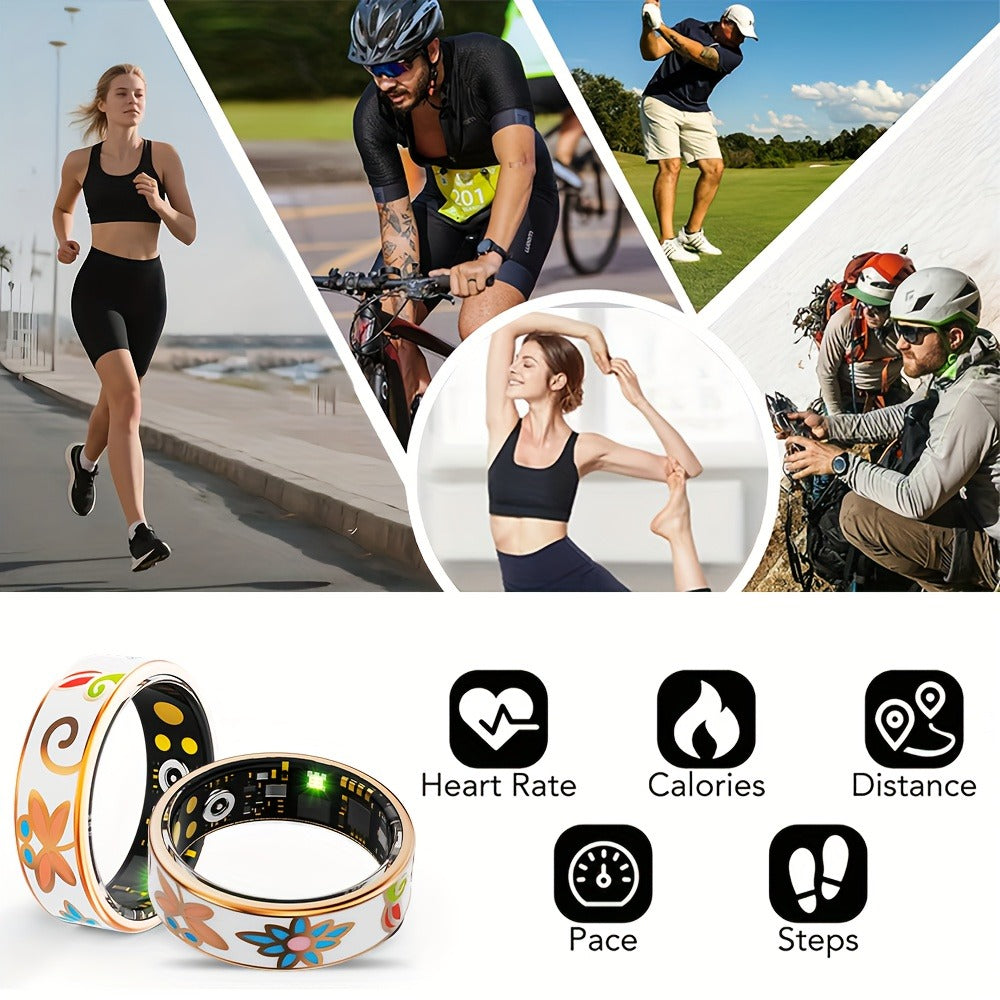 Women's Smart Ring Fitness & Sleep Tracker – Step, Distance & Calorie Monitor, IP68 Waterproof, Bluetooth 5.3, iOS & Android, Elegant Daily Accessory, Gift for Mom & Girlfriend
