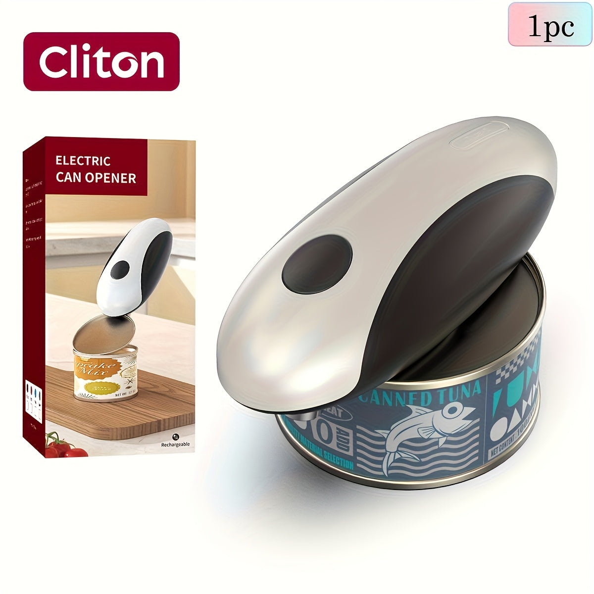 Electric Can Opener One-Touch Automatic – USB Rechargeable, Smooth Edge Safety, Auto Power-Off, Cordless for Kitchen, Camping & Seniors