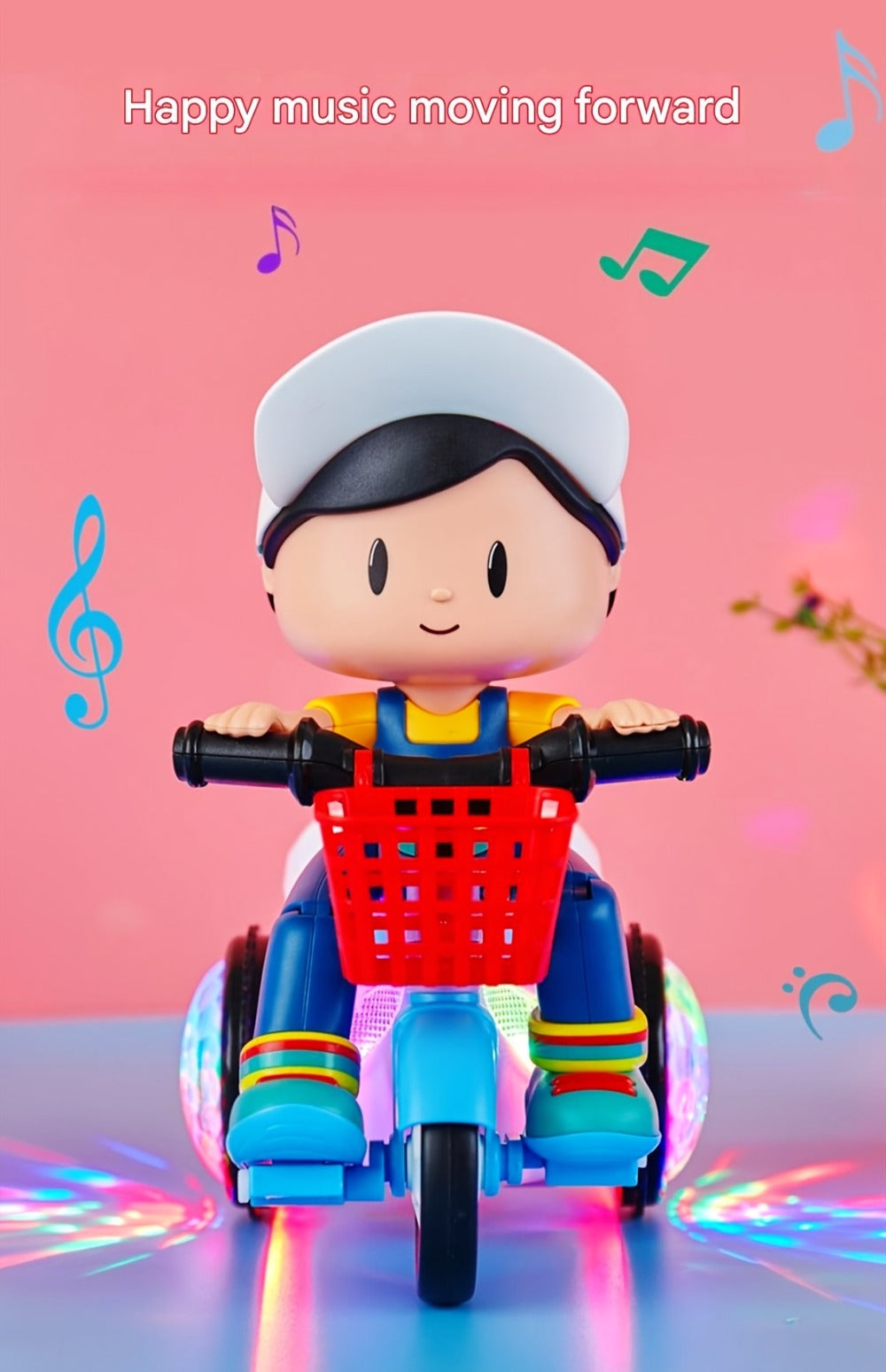 Kids Electric Tricycle Toy Motorcycle with 360° Rotation & Luminous Lights – Push & Power Dual-Mode Stunt Vehicle for Toddlers Boys Girls, Birthday Christmas Gift (Multiple Colors)