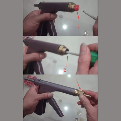 Tubeless Tire Repair Gun Kit with Mushroom Plug & Probe Nozzle, Spring-Loaded Puncture Fix Tool for Cars Trucks SUVs Travel Trailers & Fifth Wheels, No Dismounting Required, Metal, DIY Flat Tire Repair