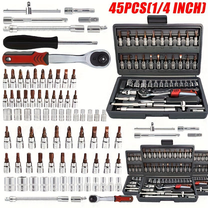 171/130/52/45pcs A Fully Functional Outdoor Emergency Vehicle Repair Tool Kit, An Integrated Solution For Vehicle, Bicycle And Motorcycle Maintenance, A Multi-functional Manual Combination Wrench Set, Without Batteries, For Male Use Only