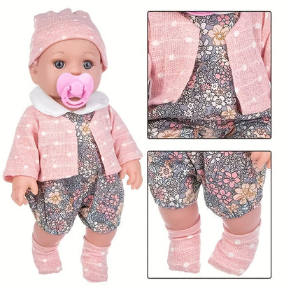 Reborn Baby Doll 12 Inch Lifelike Soft Newborn with Hat Socks & Pacifier Set – Realistic Pink Plush Silicone-Feel Doll Gift for Girls Kids Toddlers Birthday Christmas Valentine's Day Ages 3+
