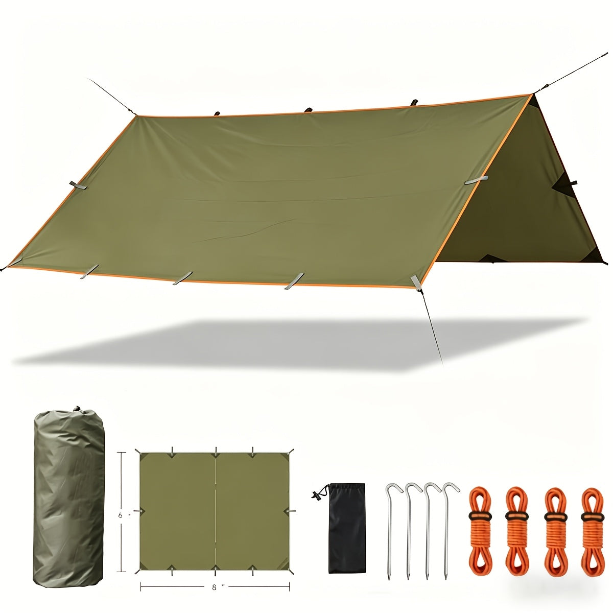 Camping Tarp Canopy with UV Protection – Portable Foldable Waterproof Shelter Tent for Backpacking, Hiking, Garden, Outdoor Survival | Multiple Colors & Sizes