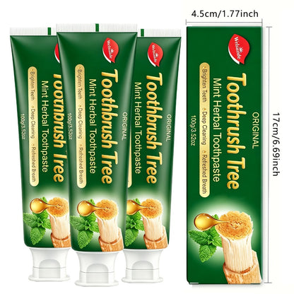 Natural Toothpaste 3-Pack – Herbal Mint Formula for Sensitive Gums & Teeth, Long-Lasting Freshness, Gentle Deep Cleaning Dental Care for Men & Women, Sleek Tube Design with Natural Ingredients