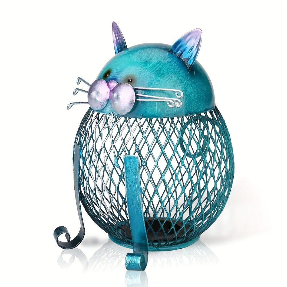 Ceramic Cat Piggy Bank with Removable Bottom Lid - Cute Kitten Coin Bank Figurine for Kids & Adults, Cat Lover Gift, Home Decor for Shelf & Office, Birthday Christmas Halloween Present