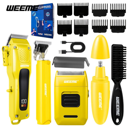 Hair Clippers for Men - 4-in-1 Cordless Trimmer Set, Rechargeable Electric Shaver with Beard Trimmer, Nose Hair Trimmer, Body Groomer & Hair Clipper Kit for Home Barber Use