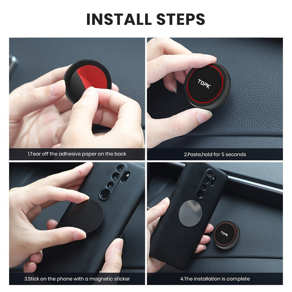 Magnetic Car Phone Mount 2-Pack – 360° Strong Magnet Dashboard Holder, Temperature-Resistant Adhesion, Compatible with iPhone, Samsung, Xiaomi, Huawei & All Smartphones