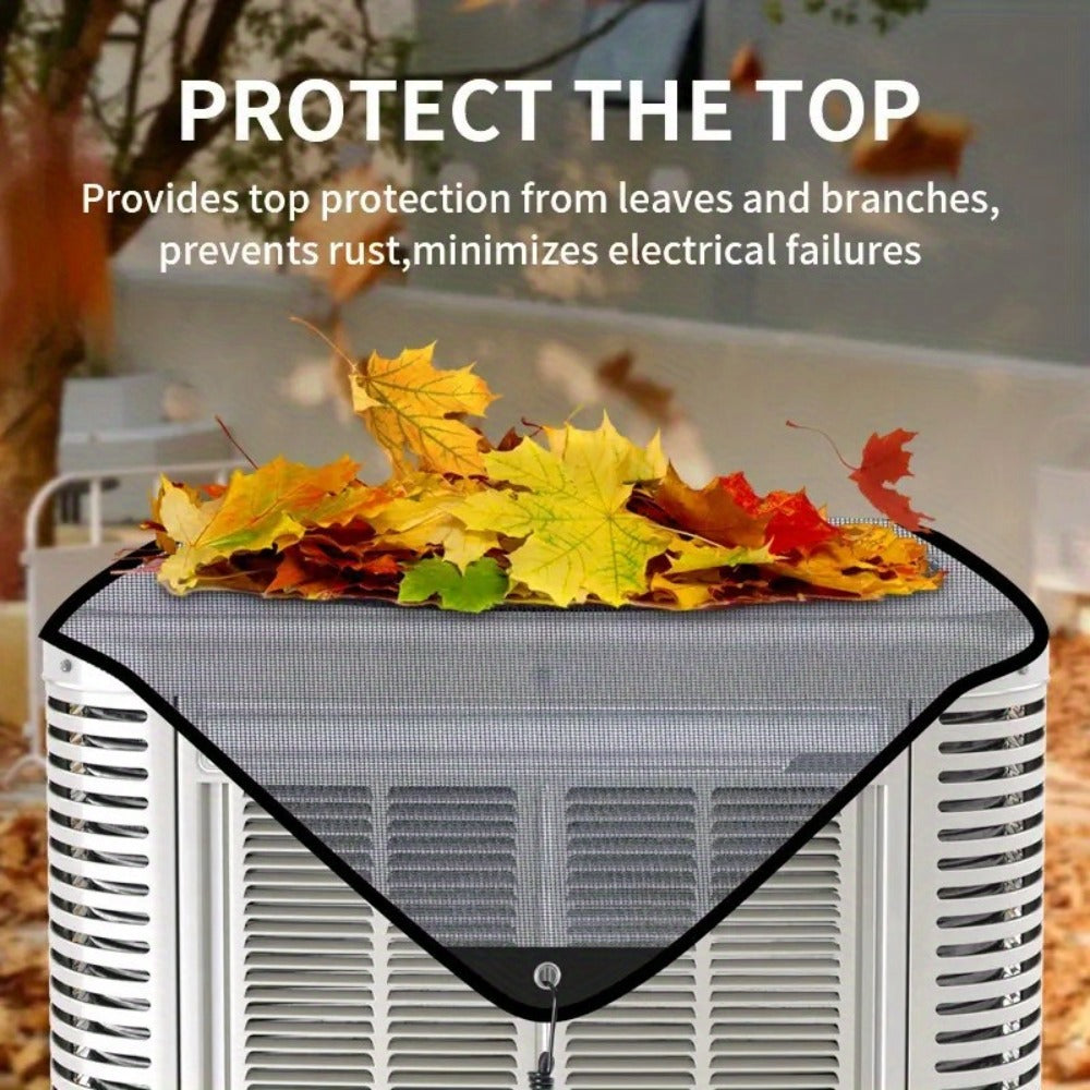 Outdoor Air Conditioner Cover 26"x26", Universal PVC Mesh AC Unit Protector, Prevents Leaves Debris Snow, Weatherproof Outdoor AC Cover for Winter Christmas Season