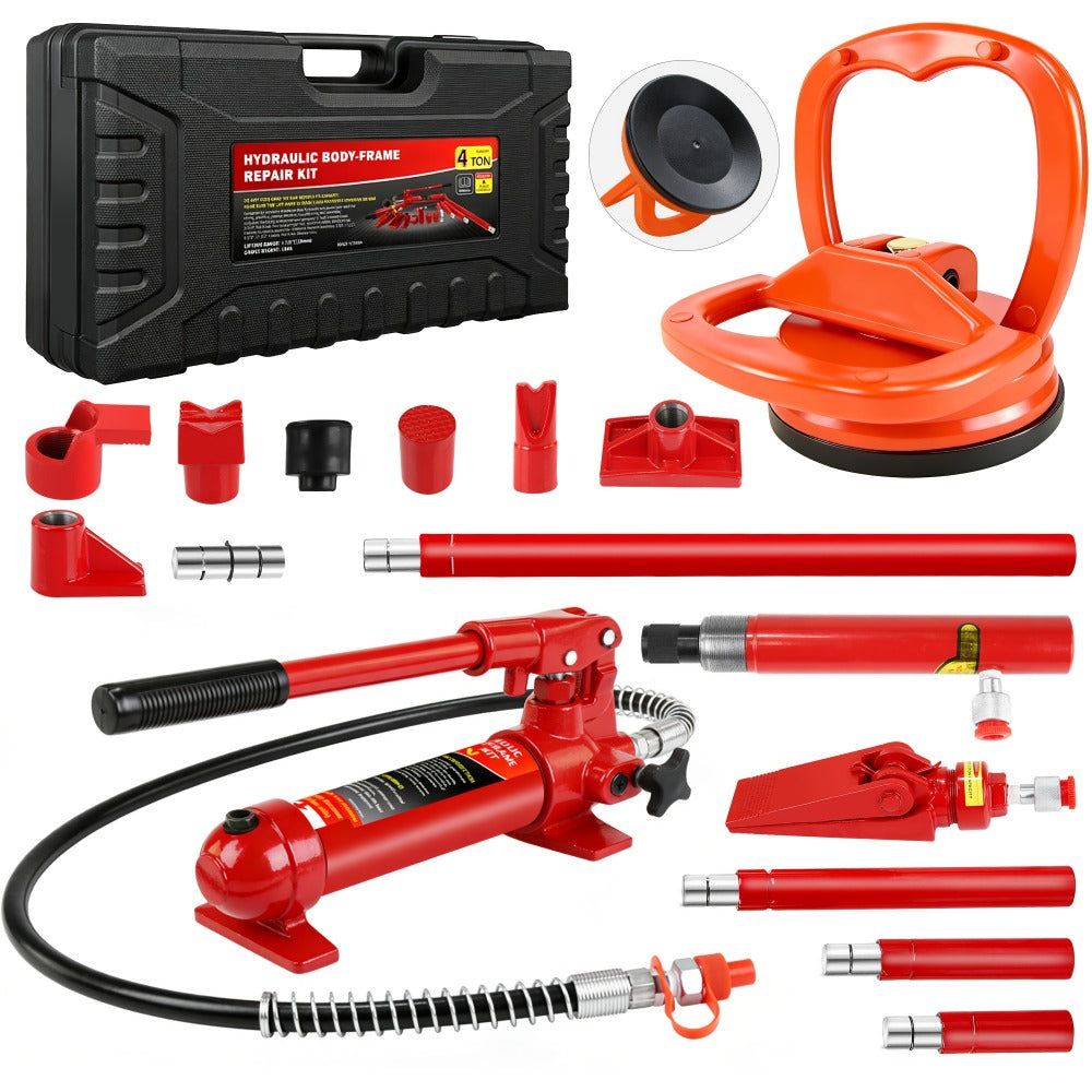 Porta Power Hydraulic Jack Kit 4 / 10 / 20 Ton, High Carbon Steel Body Repair Ram Set for Pulling Pushing Lifting Bending Straightening, Auto Overload Protection, Cars Trucks Farm Equipment, with Case