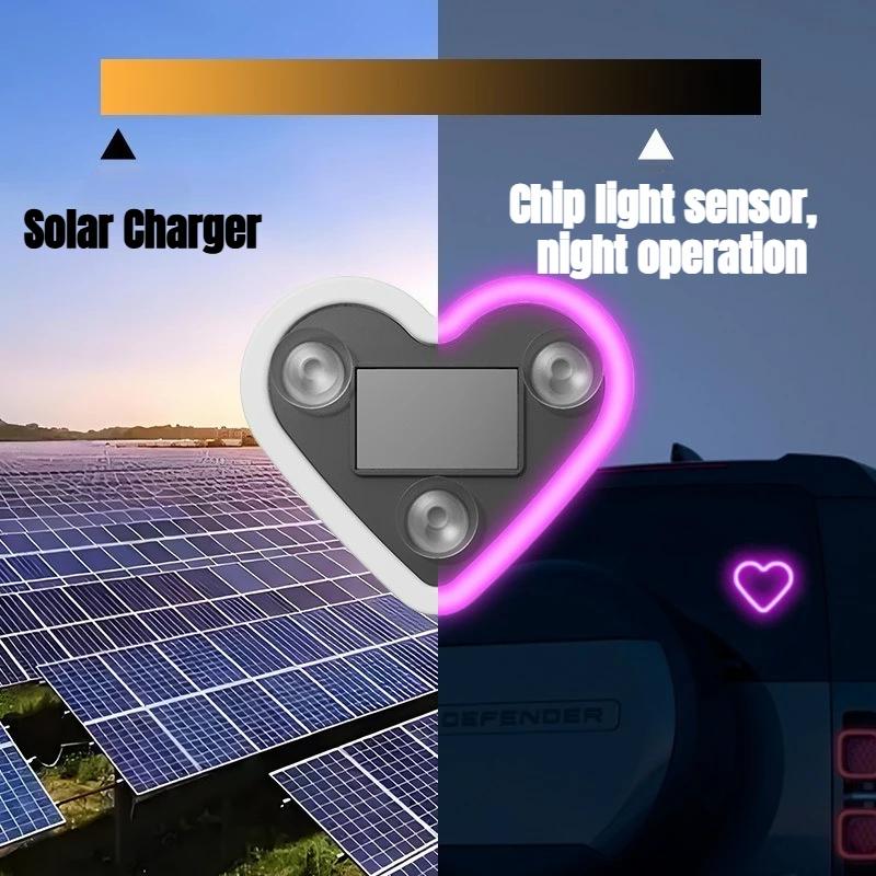 Set of 2 Car Interior Neon Heart Lights Available in Blue, Pink, Red, Ice Blue, Rechargeable Via Solar Or USB, Featuring 5 Lighting Modes, Perfect for Decorating Car Dashboards And Home Parties, an Ideal Gift for Couples During Halloween, Christmas