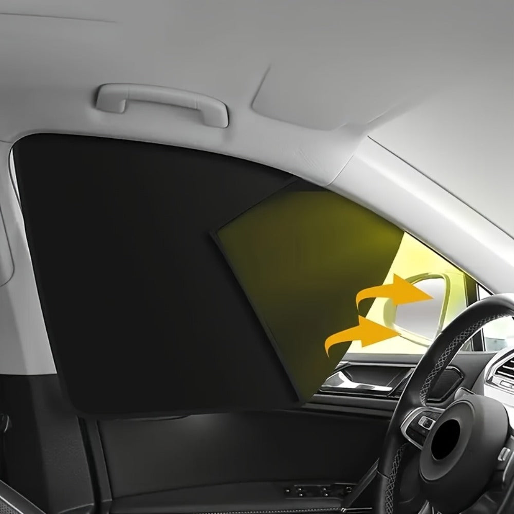 Car Sunshade Magnetic 4-Piece Set with 8 Magnets | Black Mesh UV Protection Window Blocker, Privacy Screen, Easy Install, Summer Sun Shield for Side & Rear Windows