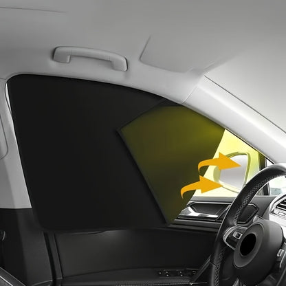 Car Sunshade Magnetic 4-Piece Set with 8 Magnets | Black Mesh UV Protection Window Blocker, Privacy Screen, Easy Install, Summer Sun Shield for Side & Rear Windows