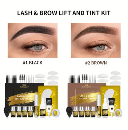 Lash Lift Kit & Brow Lamination Tint Set — 2-in-1 Eyelash Perm & Eyebrow Lamination with Black Brown Tint Dye, 4-6 Week Long-Lasting Results, DIY Home or Salon Use, Complete Beauty Kit for Women