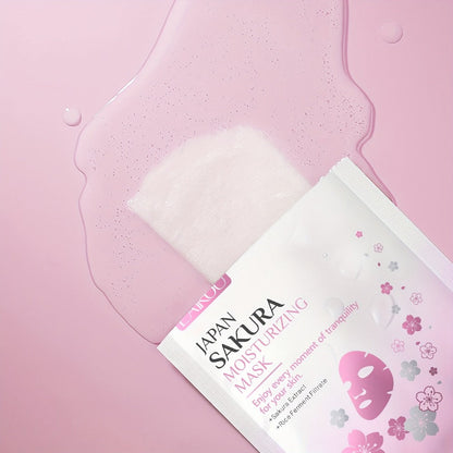 LAIKOU Japan Sakura Hydrating Sheet Mask 20pcs – Deep Moisturizing Face Mask for Dry, Normal & Combination Skin, Travel Skincare Set, Gift for Women