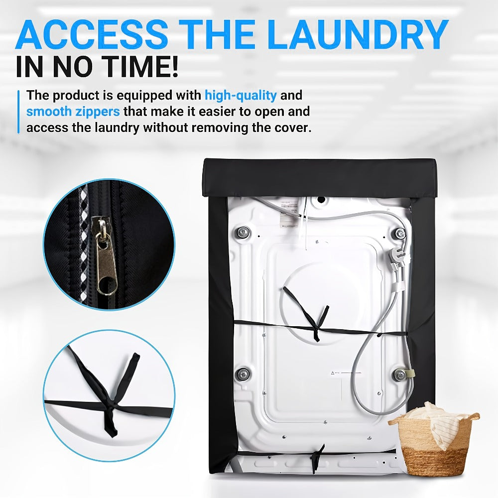 Washer Dryer Cover 420D Heavy Duty Waterproof, Indoor Outdoor Washing Machine Protector with Zipper Window, Fits Top Load & Front Load Washers Dryers, Dustproof UV-Resistant Laundry Appliance Hood 2pcs