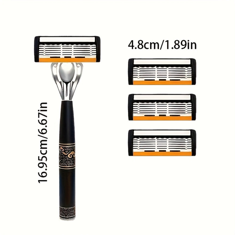 Men's Razor 6-Layer Blade Refill Kit with Handle Smooth Precise Shaving - Multiple Options 6 12 24 30 36 Blades Cartridge Razor Anti-Irritation Close Shave Grooming Gift for Men