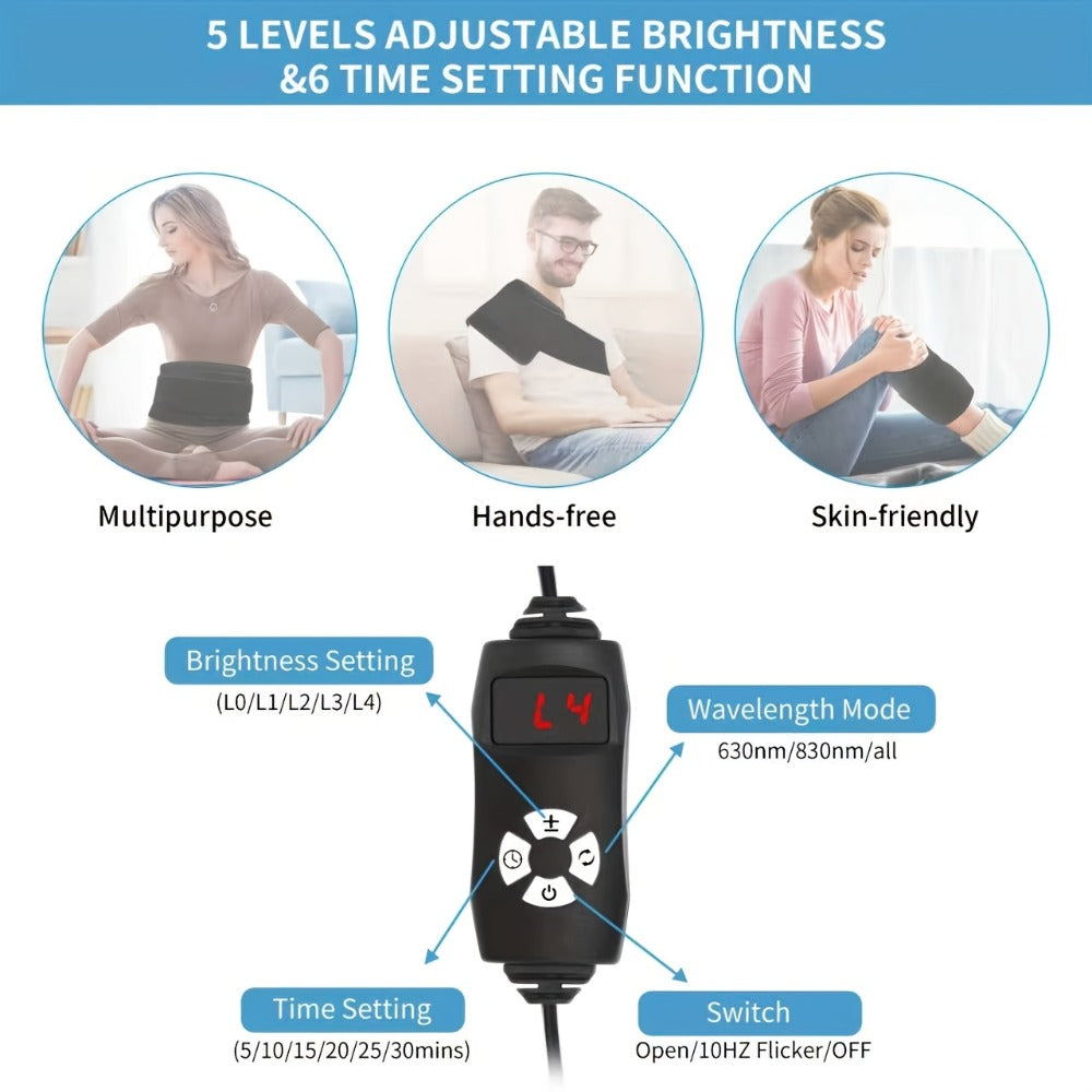 Red Light Therapy Pad Wearable Wrap with Timer – Low Voltage Portable Infrared Light Device for Back, Waist, Shoulder & Knee Pain Relief, At-Home Body Recovery Wrap, Father's Day Gift, Black