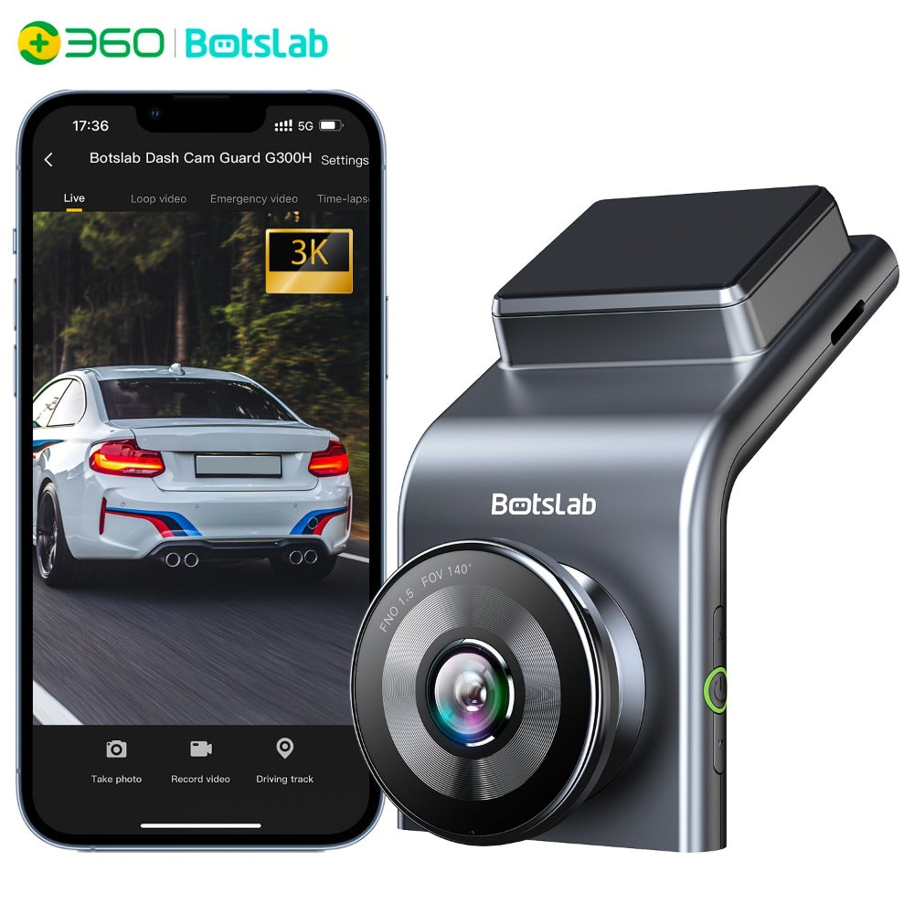 Botslab G300H Pro 3K Dash Cam 140° Wide Angle Built-in WiFi GPS Night Vision Motion Detection Parking Mode WDR Loop Recording Smart Alerts, Optional Hardwire Kit & 32G SD Card
