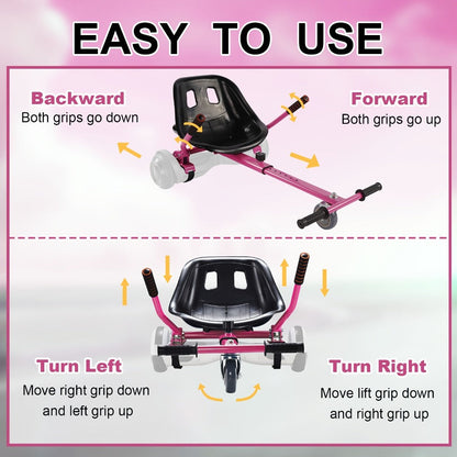Hoverboard Go Kart Seat Attachment Buggy Conversion Kit 6.5-10 Inch Self-Balancing Scooter 360 Front Wheel Off-Road Tires Shock Absorber Kids Gift No Hoverboard White Black Blue Pink Purple