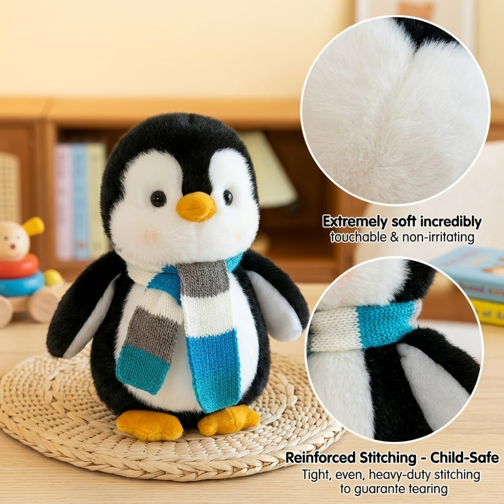 Penguin Stuffed Animal Plush Toy with Scarf – Cute Soft Penguin Plush Doll for Desktop Sofa Shelf Decor, Birthday Valentine's Day Thanksgiving Christmas Gift for Kids & Adults
