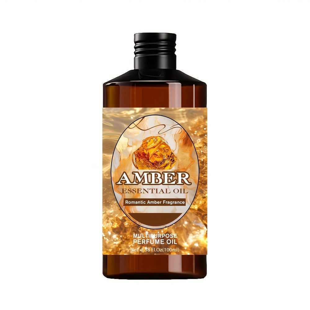 Amber Essential Oil 100ml Pure Romantic Fragrance for Diffuser Aromatherapy – Therapeutic Grade Scented Oil for Relaxation Stress Relief Skin Hair Care Massage Gift for Women Men