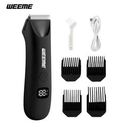 Men's Body Hair Trimmer USB Rechargeable - Chest, Leg & Armpit Hair Trimmer with LCD Display & LED Light, Cordless Electric Body Groomer for Men, Gift for Dad, Husband, Son, Birthday & Father's Day